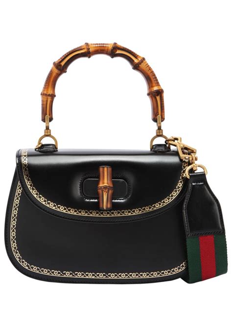 gucci bamboo black leather bag|Gucci bamboo bag 2022.